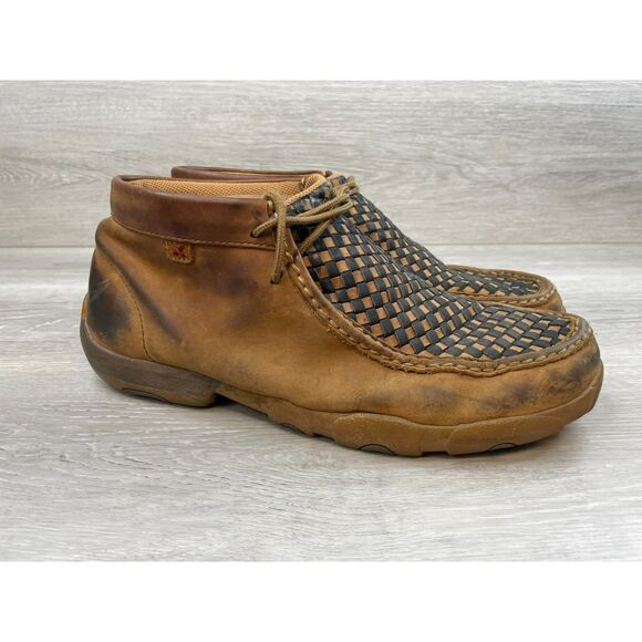 Twisted X Men's Boot Chukka Ankle Driving Moc Toe Flat Leather 11 Brown Shoes - Picture 1 of 11